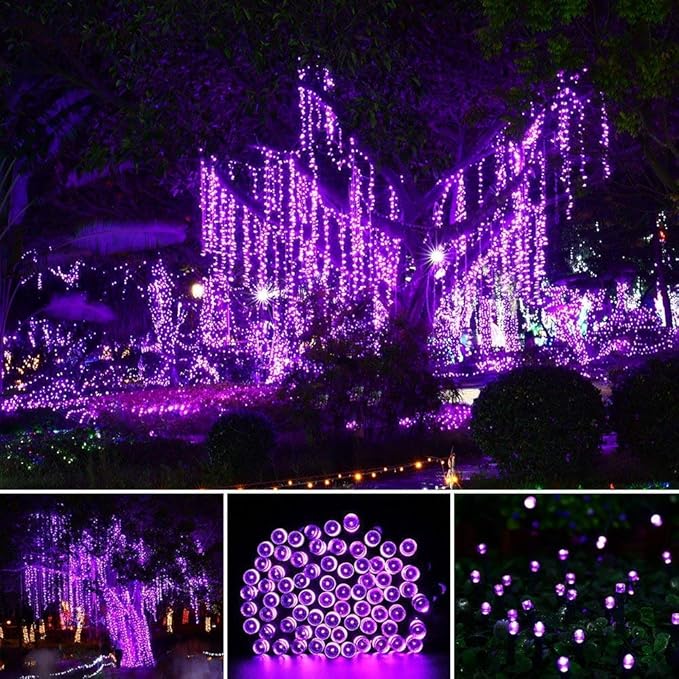 Christmas String Lights Purple Indoor - 220 LEDs 82ft/25m Memory Function 8 Modes End-to-End Plug in Outdoor Waterproof Decorative Inside/Outside Fairy Twinkle Xmas Tree Light for Halloween/Patio/Home