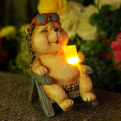 Hedgehog Statue Outdoor Solar Garden Decor for Outside Lawn Yard Patio, Home Office Valentine's Day Decorations Indoor Lights, Ideal Ornaments Birthday Gifts for Mom Women Grandma