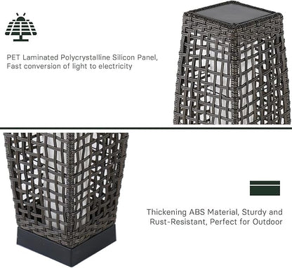 Grand patio Solar Outdoor Floor Lamp Water-Resistant Wicker Deck Lantern Light for Garden or Porch-Large Fuji, Dark Brown