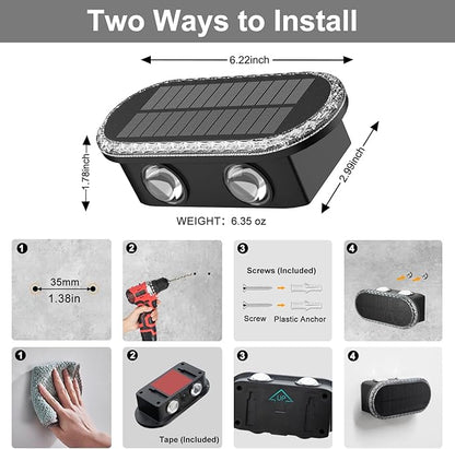 Ellasay Solar Fence Lights Outdoor: IP65 Waterproof Bright LED Wall Lighting with 3 Color Modes and 12 Hour Battery Life Perfect for Garden Backyard Porch and Holiday Parties 8 Pack