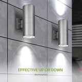 ASD 2 Light Outdoor Wall Light Fixture | 120W E26 Socket 120V ETL Cylinder Up Down Lights | LED/CFL/Incandescent | Lumora