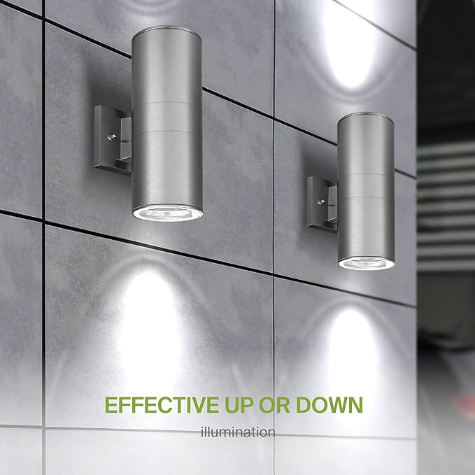 ASD 2 Light Outdoor Wall Light Fixture | 120W E26 Socket 120V ETL Cylinder Up Down Lights | LED/CFL/Incandescent | Lumora