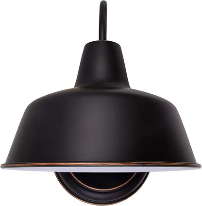 Design House Mason Farmhouse Gooseneck Barn Light, Outdoor Exterior Porch or Patio Wall Light Fixture, Oil Rubbed Bronze, 8 Inch Diameter, 2-Pack, 589218-ORB