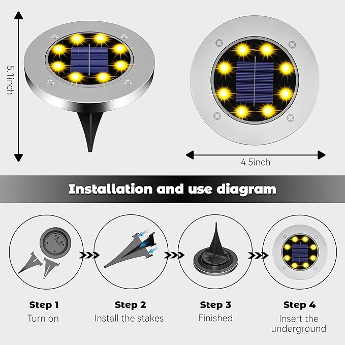 Solar Lights Outdoor Waterproof 12Pack, Solar Garden Lights Pathway Light Bright In-Ground Light Landscape Lighting Outdoor Garden Decor for Yard, Patio, Driveway, Walkway Warm Light