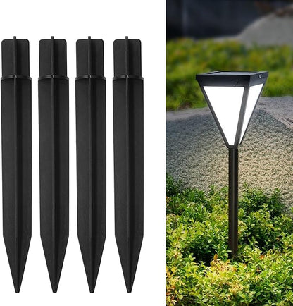 16 PCS 8.27 Inch Solar Light Stakes, Black Spikes Plastic Pathway Stakes, LED Light Ground Spikes for Garden Decoration
