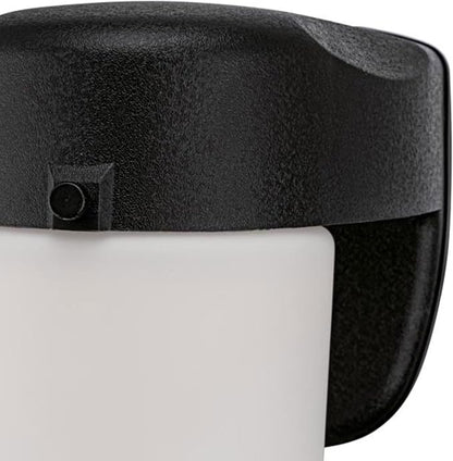 6106700 One-Light Dimmable LED Outdoor Wall Fixture with Dusk to Dawn Sensor, Black Finish with Frosted Opal Glass