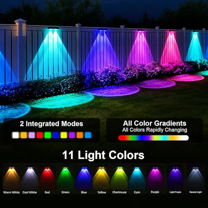 Solar Fence Lights Outdoor Waterproof LED, 13 Lighting Modes, Solar Outdoor Lights Dual Installation IP65 Energy Saving Solar Garden Lights, for Backyard Railings Steps Patio Walls (8)
