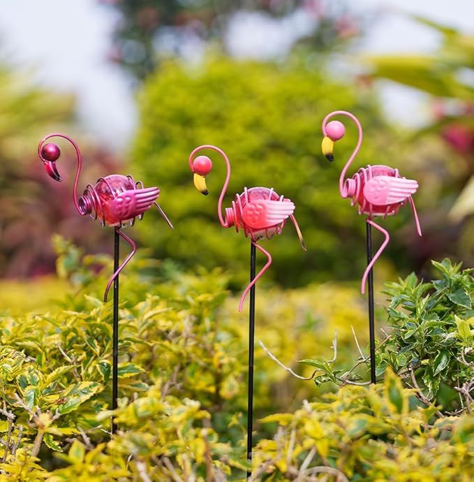 Stargarden 3 Pack Garden Solar Lights, Flamingo Solar Figurine Lights, Decorative Garden Stakes Waterproof Yard Decorations Outdoor for Pathway, Patio