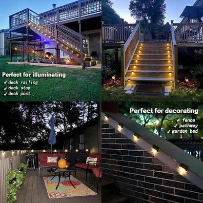 Solar Deck Lights - 16 PCs Outdoor, Waterproof, Garden Decorative Solar Step Lights for Patio, Porch, Stairs, Yard, Driveway, Pathway (Cool White, 16-Pack)
