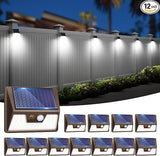 12 Pack Solar Fence Lights Waterproof, Motion Sensor Deck Lights Outdoor, Cold White LED Outside Lamp Wireless for | Lumora