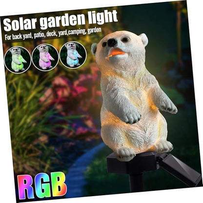 Uonlytech Solar Led Polar Bear Lawn Light Colorful Garden Lamp for Outdoor Landscape Decoration Automatic Night Lighting for Pathways Flowerbeds and Walkways