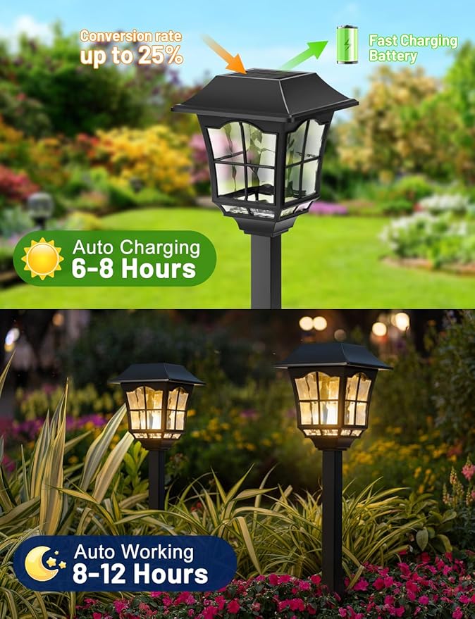 Solar Pathway Lights, 8 Pack Outdoor Waterproof Light, Solar Powered Garden Landscape Lighting, 3000K Warm White | Lumora