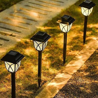 Outdoor Solar Path Lights 4 Pack Solar Garden Lights Yard Landscape Lighting IP65 Waterproof LED Garden Path Lights for Lawn Garden Terrace Walkway Cemetery