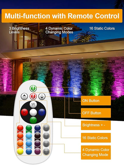 ZUCKEO RGB Low Voltage Landscape Lights LED Color Changing Well Lights, Outdoor In Ground Light Waterproof Accent Spotlights 12-24V Landscape Lighting for Yard Garden Pathway(8Pack with Connectors)