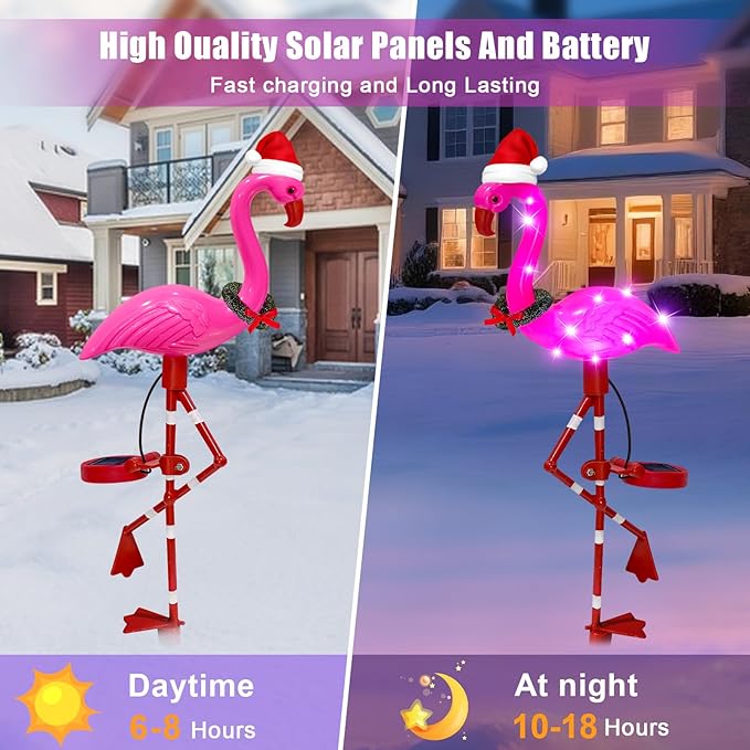 Solar Garden Lights Flamingo Decorations Outdoor Waterproof,2 Packs Solar Flamingo Light Garden Decor,Pink Flamingo | Lumora