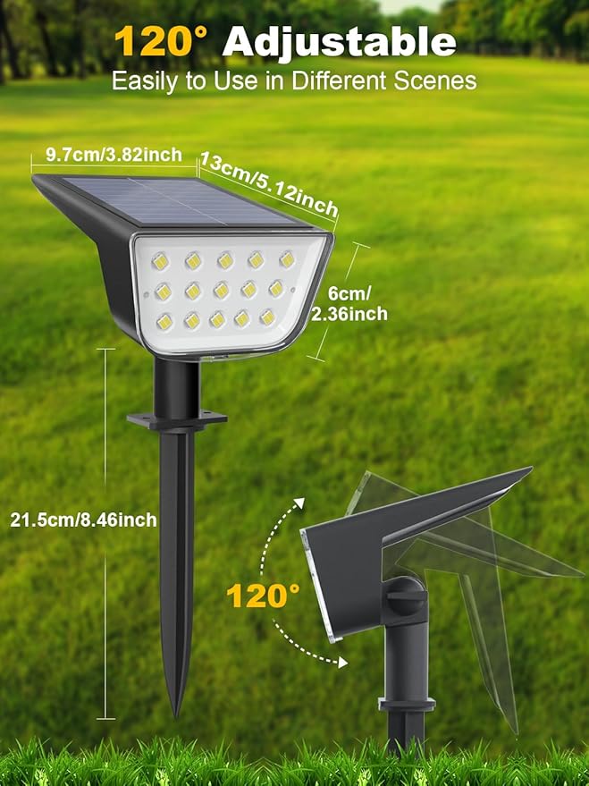 Solar Spot Lights Outdoor, Ultra Bright Solar Garden Lights Warm White, IP68 Waterproof Landscape Spotlights, 800LM 2700K for Yard Garden Wall Driveway, 8 Pack