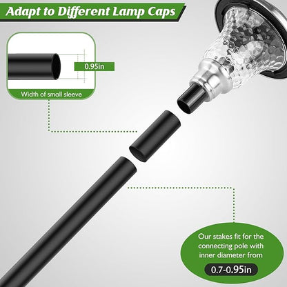 ZOOHAR Outdoor Light Pole Extension Kit - 55"/4.6FT Stainless Steel Solar Light Height Enhancement Pole with Plastic Stakes, Saddle Clamp & Expansion Screws, Fits 0.7-0.95in Diameter (2 Sets)