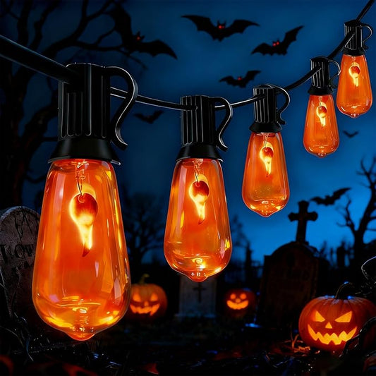 Halloween String Lights10Ft with 10 Flickering Bulbs,Halloween Lamp with UL Listed IP44 Waterproof for Indoor/Outdoor Use, Patio, Garden, Gazebo, Fall Decorations for Home