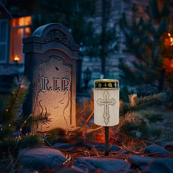 Solar Cross for Cemetery Grave Waterproof Grave Decorations for Cemetery Auto On/Off LED - Garden Figurine Light | Lumora