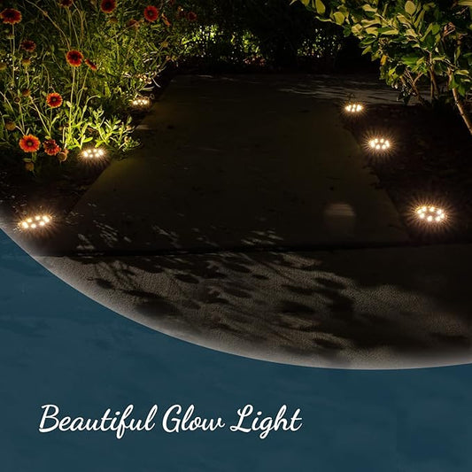 Morvat Grey Rock Solar Lights Outdoor Waterproof | Decorative Disk Lights for Outdoor Pathway | Garden Stones with Stone-Like Texture & IP44 Weatherproof Rating | Rock Solar LED Lighting, 6 Pack