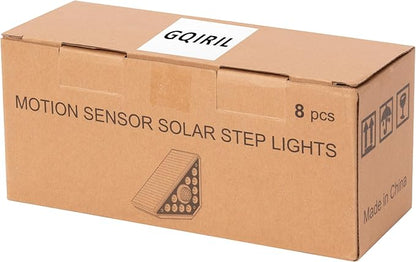 Solar Step Lights for Outside - 8 Pack Outdoor Stair Solar Powered Light, Waterproof Deck Step Triangle LED, Warm White Lighting Decor for Garden Patio Yard Porch Pathway Fence Walkway