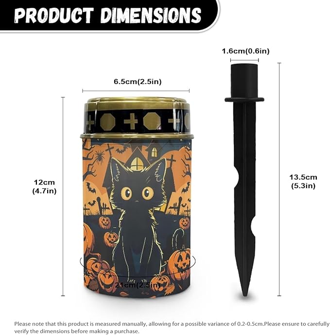 Black Cat Pumpkin Cemetery Solar Lights, Solar Powered Garden Stake Lights, Halloween Decorative Lights for Cemetery Grave Yard Patio Outdoor Decoration Memorial