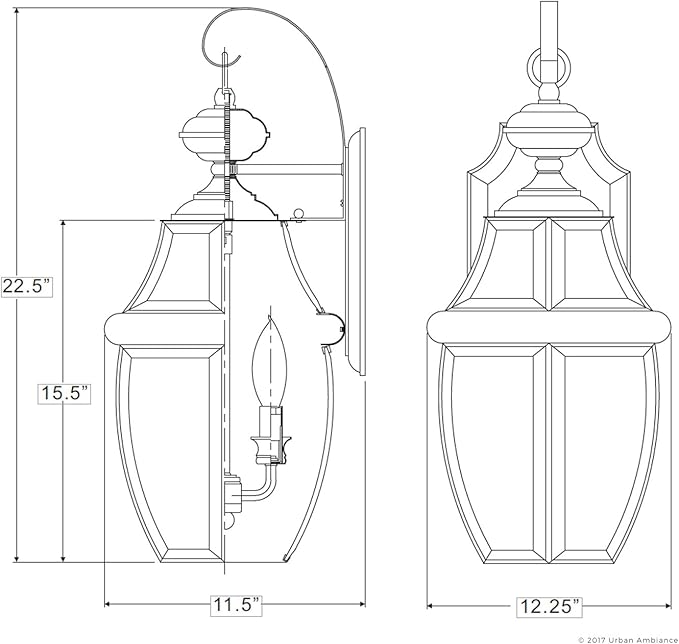 Urban Ambiance Luxury Colonial Outdoor Wall Light, Large Size: 22.5" H x 12.25" W, with Tudor Style Elements | Lumora