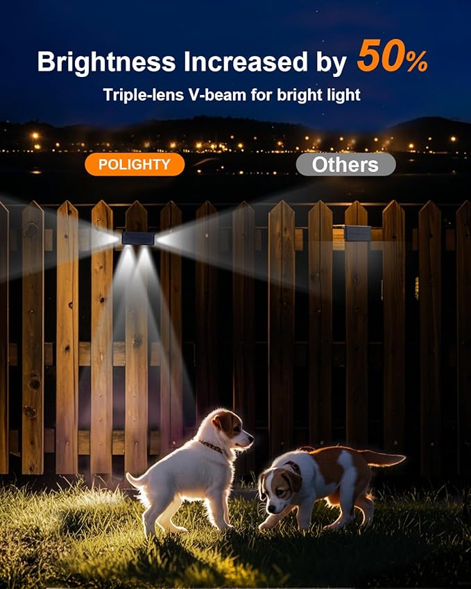 12 Pack 3-Side Solar Fence Lights Outdoor Waterproof with Cool White LED Spot Lens, for Wall, Deck, Patio, Yard | Lumora