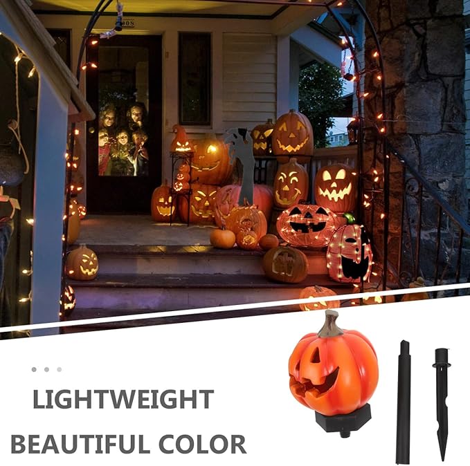 TOYANDONA Solar Pumpkin Lantern Outdoor Garden Stake Light Solar Pathway Lighting Halloween Landscape Decor Weather Resistant