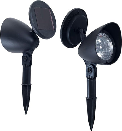 Solar Powered Lights (Set of 4)- LED Outdoor Stake Spotlight Fixture for Gardens, Pathways, and Patios by Pure Garden, Black