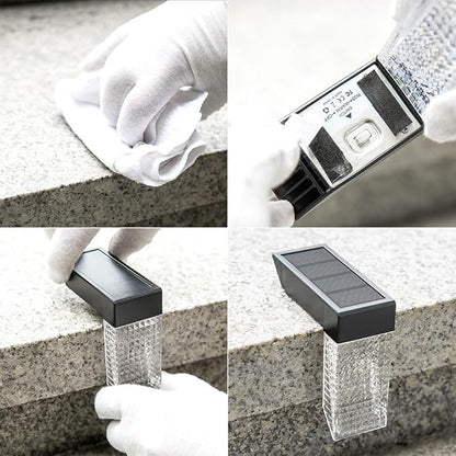 Solar Lights Outdoor 8 Pack: IP68 Waterproof Snow-Resistant for Stairs, Deck, Garden,Step,Wall,Fence, Railing,Pathway.Warm White & RGB Color Changing