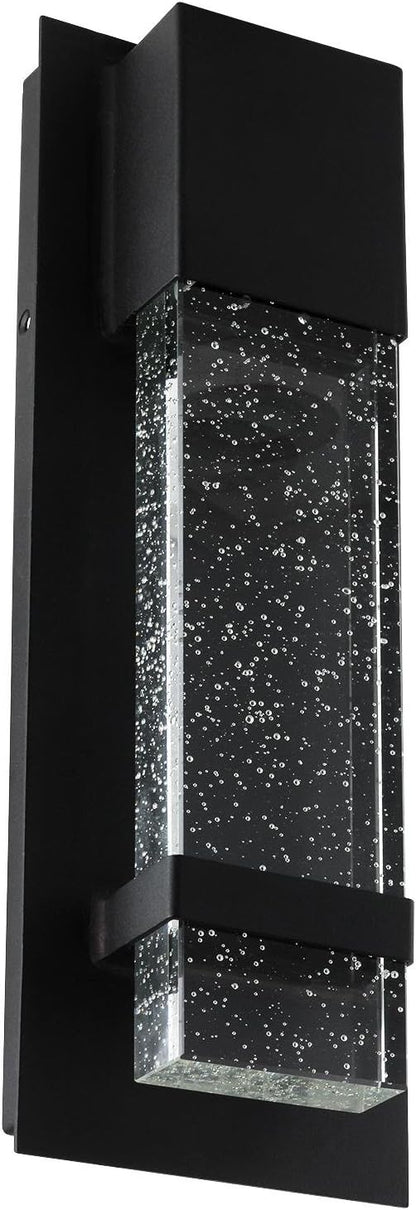 Sunlite LED Wall Sconce, Black Metal Frame with Raindrop Effect Glass Panel, 4.75" Wide, 5000K Daylight, Indoor & Outdoor, ADA Compliant