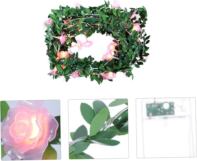 DOITOOL 2pcs Decorative Garland String Light Xmas Decor Led Flowers Battery Operated for Outdoor and Indoor Festivities for Gardens and Patios