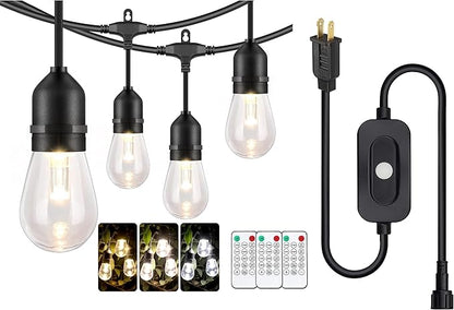 Mlambert Plug in 3 Color Outdoor LED Dimmable String Lights Bundle with 1 Controller Box and 1 Remote