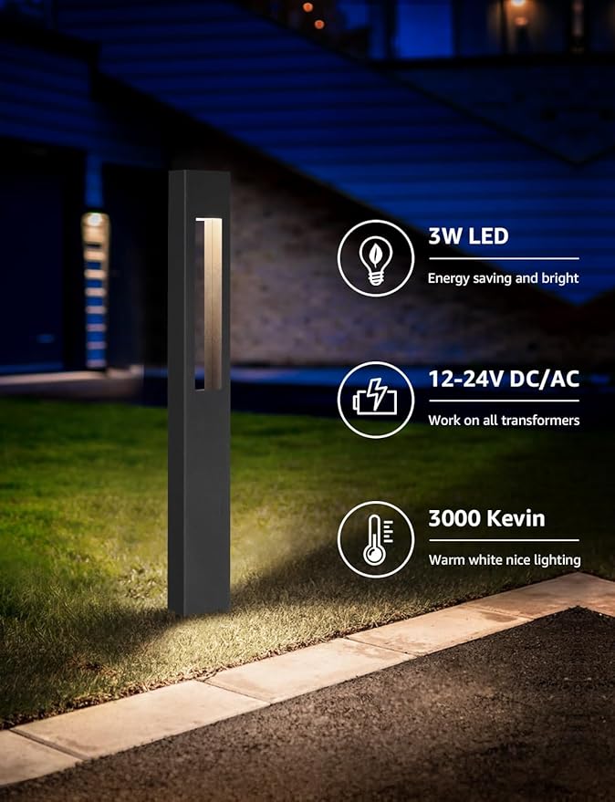 SUNVIE Low Voltage Landscape Lights 3W LED Pathway Lights Wired Aluminum Waterproof Outdoor Landscape Lighting | Lumora