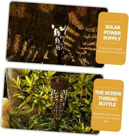 Wakauto 4pcs Solar Pathway Lights Outdoor LED Garden Lamps Waterproof Solar Powered Lawn Lights for Patio and Yard Decor with Warm White Projection