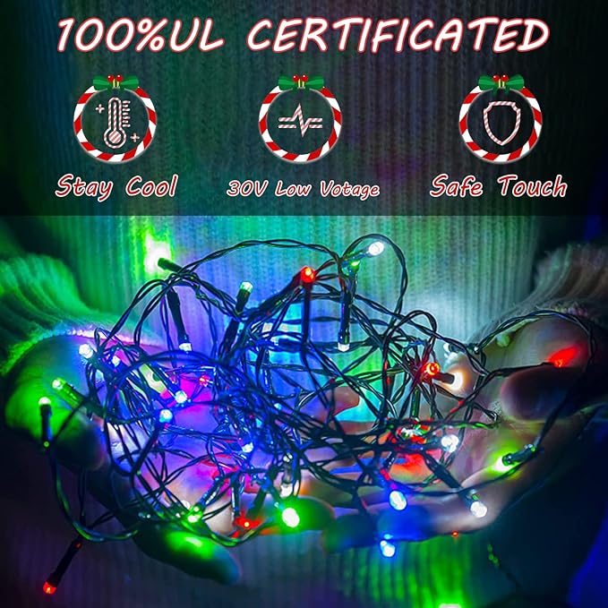 Color Changing Christmas Lights - Christmas Tree Lights - 180FT 500 LED with 11 Modes, Warm White and Multi & Color Christmas Light String, for Xmas Tree Decorations Garden Party