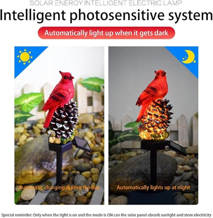 Cardinal Solar Powered Christmas Stake Lights, Solar Light Garden Stake Garden Yard Lawn Christmas Decorations Lights Pathway Stake Lights