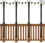 4 Pack String Light Poles for Deck, 5Ft Heavy-Duty Metal Deck Light Poles for Outside with Fixing Clips, Lighting | Lumora