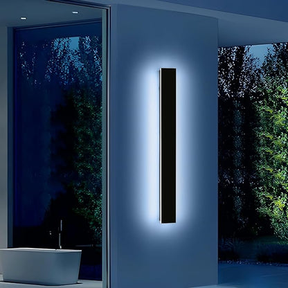 Mikeru 39.3" Outdoor Wall Sconce 6000K Cool White - IP65 Waterproof Black Exterior Light, Hardwired Wall Mounted Fixture for Porch, Patio & Entryway | Non-Dimmable Weatherproof Design