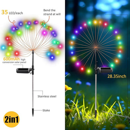 2 Packs Solar Firefly Lights, Total 70 LED Solar Swaying Garden Lights, Waterproof Landscape Light for Path, Garden, Patio, Yard Decor(Multicolor)