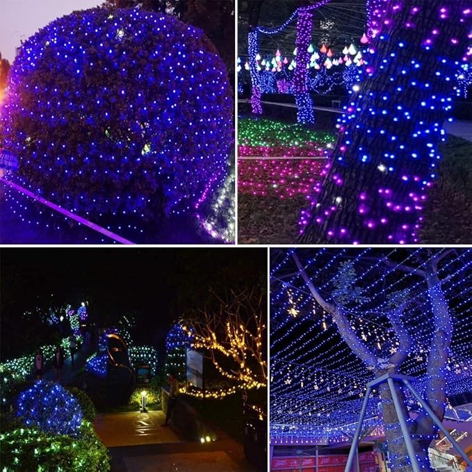 woohaha Solar String Lights, 2PACK 33ft 100 LED Blue Copper Wire Lights, Waterproof Fairy Decoration Starry String Lights - 8 Modes, Indoor/Outdoor for Gardens, Patios, Homes, Parties(Blue,2PCS)