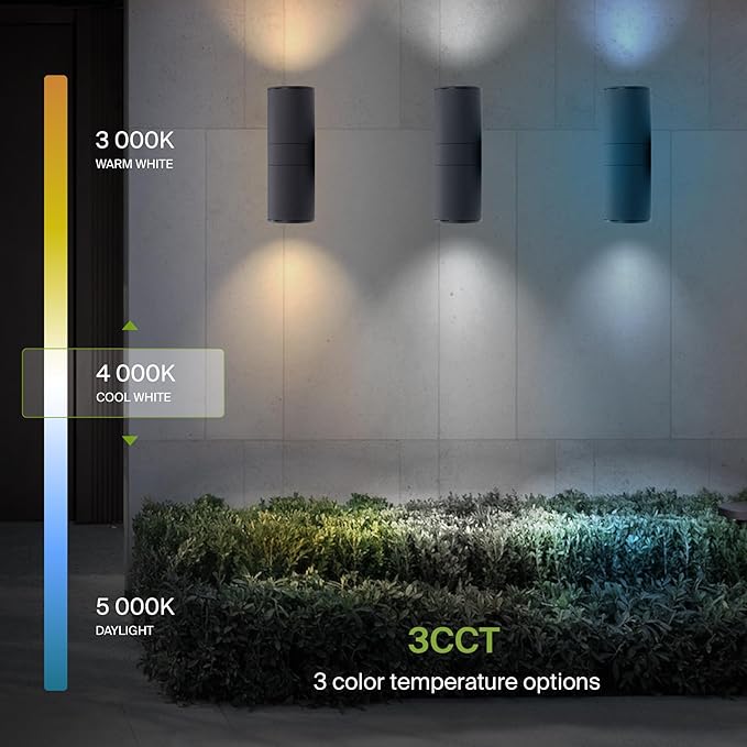 ASD 2 Light Dusk to Dawn LED Outdoor Wall Light Fixture | 18W 1900LM 3000K-5000K 120V Cylinder Up Down Lights | | Lumora