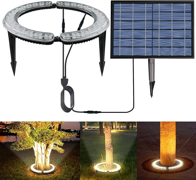 Solar Palm Tree Lights Outdoor, 32 LED 12W Landscape Spotlights for Big Trees, Super Bright 12000mAh Solar Flood | Lumora