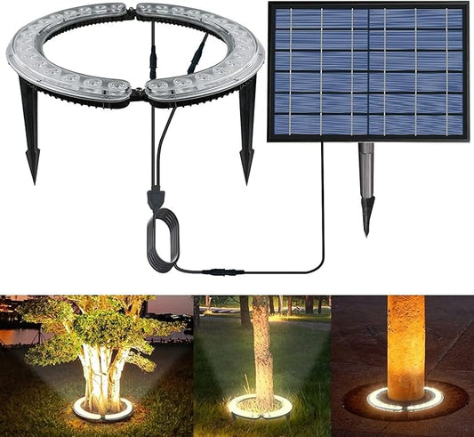 Solar Palm Tree Lights Outdoor, 32 LED 12W Landscape Spotlights for Big Trees, Super Bright 12000mAh Solar Flood Lights, Dusk to Dawn Waterproof Garden Yard Christmas Decorations
