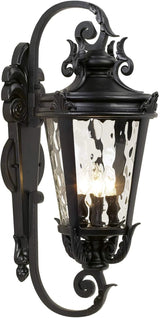 John Timberland Marseille Rustic Vintage Outdoor Wall Light Fixture Textured Black Scroll 27 1/2" Hammered Glass | Lumora