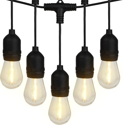 Outdoor String Lights - 50 Ft Patio Lights with 24 Vintage-Style LED Edison Bulbs and Hanging Sockets for Porch, Backyard, and Events by Pure Garden