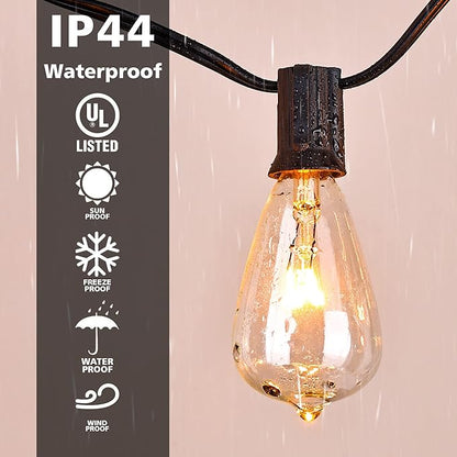 Elevon Led Light Bulb Outdoor String Lights 25 Ft, Waterproof Christmas Lights Patio ST38 Vintage Edison Bulbs (1 Spare), Outside Warm White Hanging Shatterproof Light Waterproof