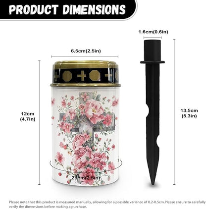 Pink Flower Cross Cemetery Solar Lights, Solar Powered Garden Stake Lights, Multi-Color Decorative Lights for Cemetery Grave Yard Patio Outdoor Decoration Memorial