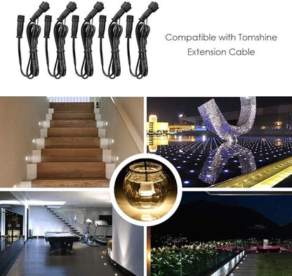 Tomshine Recessed LED Deck Light Kits, 16 Pack φ32mm Step Lights Outdoor Waterproof, 12V Low Voltage Landscape Lights for Garden, Patio, Yard, Stair, Corner Decoration